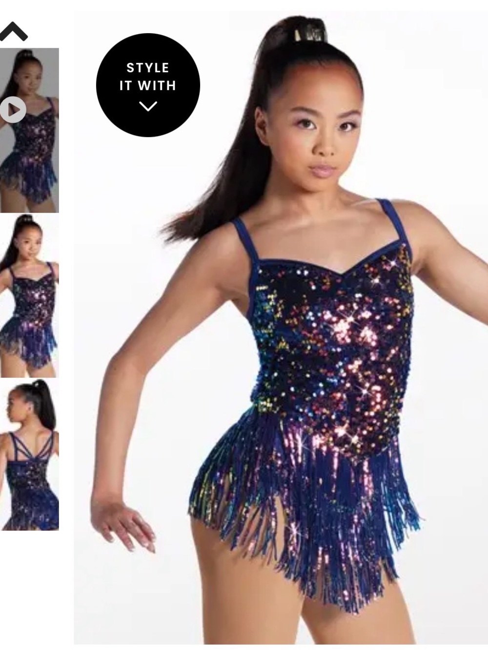 Weissman “Just One Dance” Adult XS blue sequin/fringe jazz costume